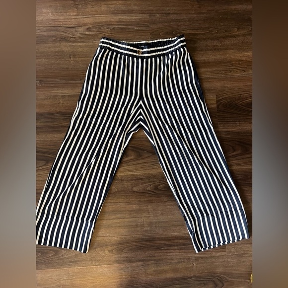 J Crew Pull-on crop pant in stripe Pant Navy Blue White - Picture 2 of 8
